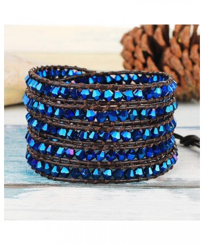 Women Lavender Crystal Beads 5 Wrap Bracelet Handmade Exclusive Women Gifts Dark Blue $15.17 Bracelets