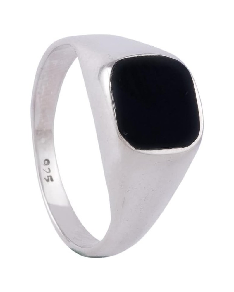 Black Onyx Signet Ring in 925 Sterling Silver for Men and Women, Unisex Handmade Jewelry $12.17 Rings