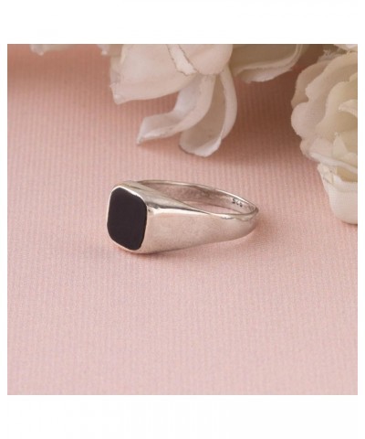 Black Onyx Signet Ring in 925 Sterling Silver for Men and Women, Unisex Handmade Jewelry $12.17 Rings