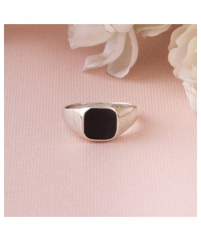 Black Onyx Signet Ring in 925 Sterling Silver for Men and Women, Unisex Handmade Jewelry $12.17 Rings