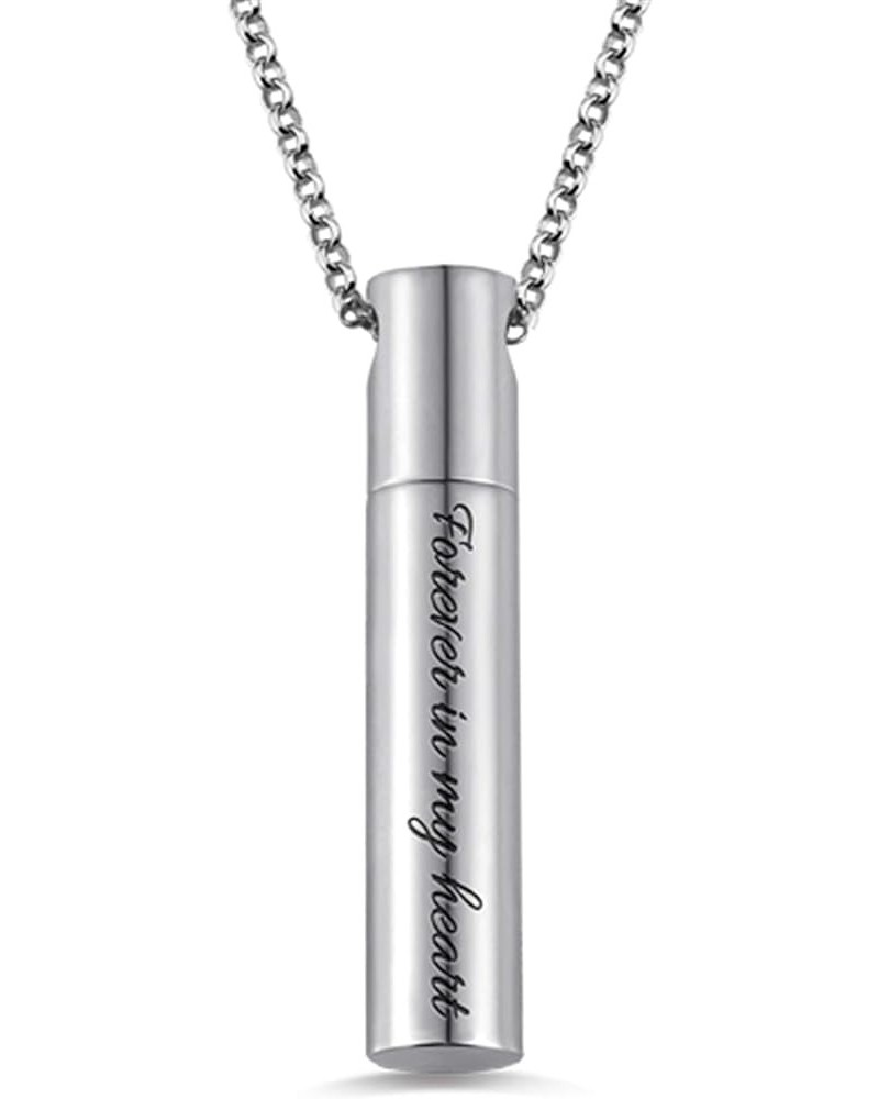 Custom Engraved Cylindrical Urn Necklace For Ashes Creamation Jewelry Keepsake Memorial Necklace Sliver 16.0 Inches $34.77 Ne...