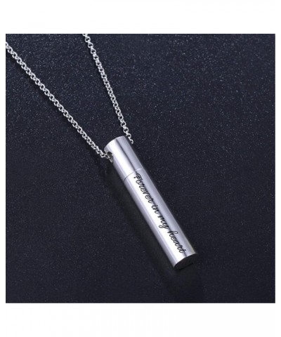 Custom Engraved Cylindrical Urn Necklace For Ashes Creamation Jewelry Keepsake Memorial Necklace Sliver 16.0 Inches $34.77 Ne...