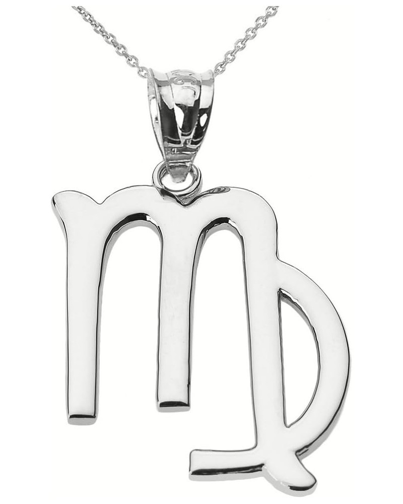 10K White Gold Zodiac Astrological Sign Charm Personalized Pendant Necklace - Choice of Symbol & Chain Length 16" Virgo: Augu...