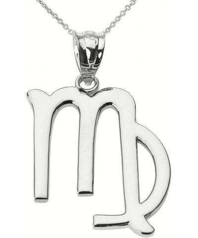 10K White Gold Zodiac Astrological Sign Charm Personalized Pendant Necklace - Choice of Symbol & Chain Length 16" Virgo: Augu...