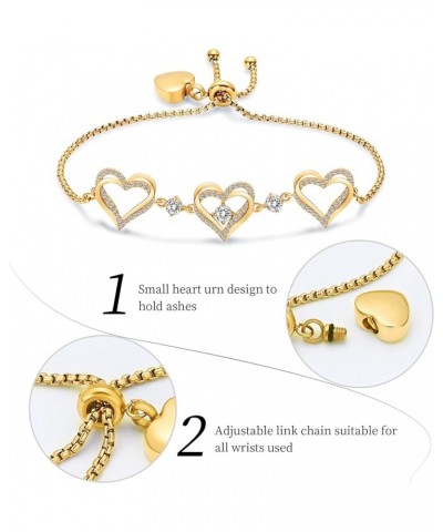 Cremation Jewelry Heart Urn Bracelet for Ashes for Women Girls Cremation Link Memorial Bracelet Gold-White $12.25 Others