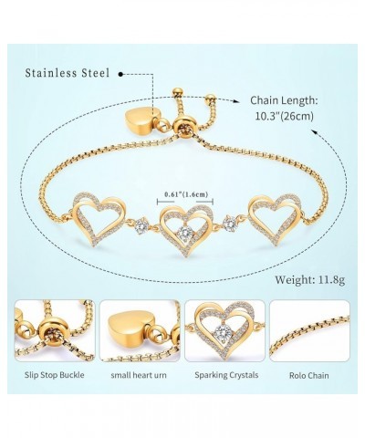 Cremation Jewelry Heart Urn Bracelet for Ashes for Women Girls Cremation Link Memorial Bracelet Gold-White $12.25 Others