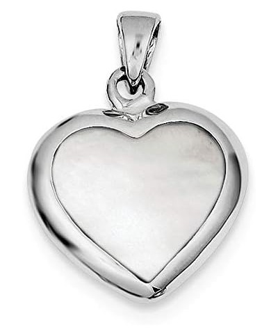 Sterling Silver, Onyx & Mother of Pearl Reversible Heart 17mm Necklace 24.0 Inches $40.63 Necklaces