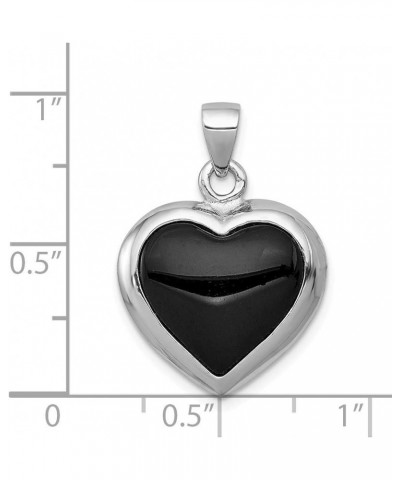 Sterling Silver, Onyx & Mother of Pearl Reversible Heart 17mm Necklace 24.0 Inches $40.63 Necklaces