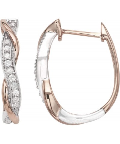 1/4 Carat Total Weight (cttw) Two-Tone Intertwine Design Diamond Hoop Earrings - 925 Sterling Silver Diamond Earrings for Wom...