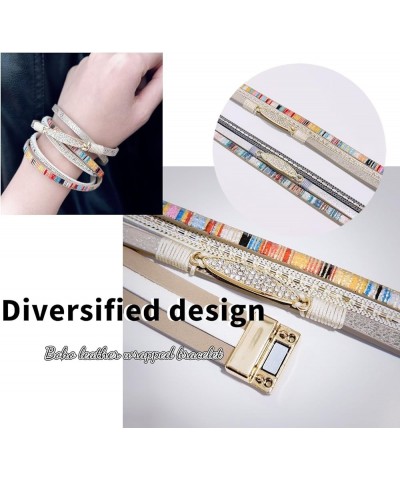 Leather Wrap Bracelets for Woman Boho multi-layer vintage leather bracelet wrist hand-woven magnetic buckle bracelet Jewelry ...