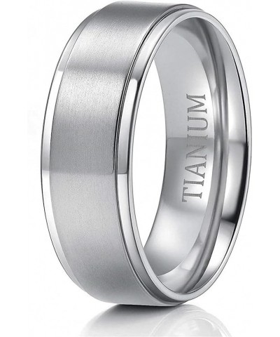 Black Titanium Ring Man Brushed Wedding Band Women Engagement Rings Silver Color Silver 8mm $9.91 Rings