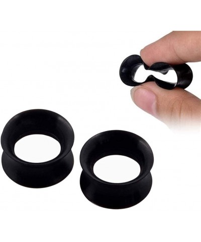 3 Pairs/6 Pairs Black White Clear Ultra Thin Silicone Double Flared Flexible Tunnel Ear Stretching Plug Gauge 4g-1 inch 6 Pai...