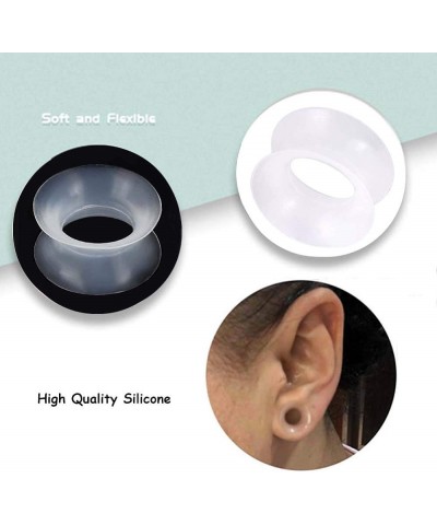 3 Pairs/6 Pairs Black White Clear Ultra Thin Silicone Double Flared Flexible Tunnel Ear Stretching Plug Gauge 4g-1 inch 6 Pai...