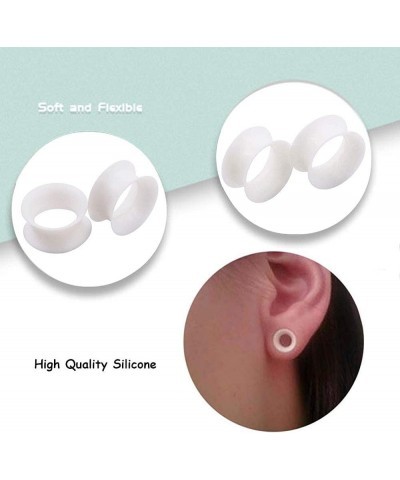 3 Pairs/6 Pairs Black White Clear Ultra Thin Silicone Double Flared Flexible Tunnel Ear Stretching Plug Gauge 4g-1 inch 6 Pai...