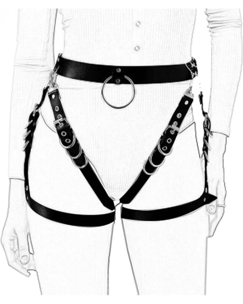 Punk Black Waist Chain Belt Leather Body Harness Leg Garter Belts Body Chains Leggings Jewelry Accessories for Women Black-6 ...