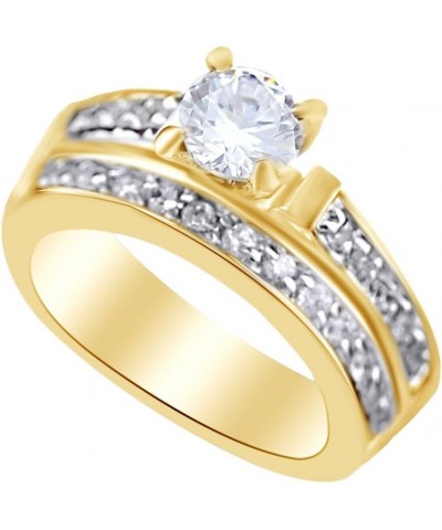 White Cubic Zirconia Solitaire Ring Set in 14k Gold Over Sterling Silver yellow-gold-plated-silver $27.28 Rings