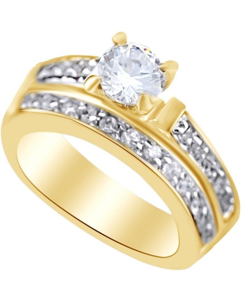 White Cubic Zirconia Solitaire Ring Set in 14k Gold Over Sterling Silver yellow-gold-plated-silver $27.28 Rings