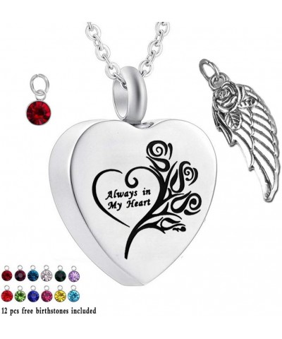 misyou Urn Necklaces for Ashes Always in My Heart 12 Pcs Birthstone Styles Pendant Cremation Keepsake Angel Wing Memorial Jew...