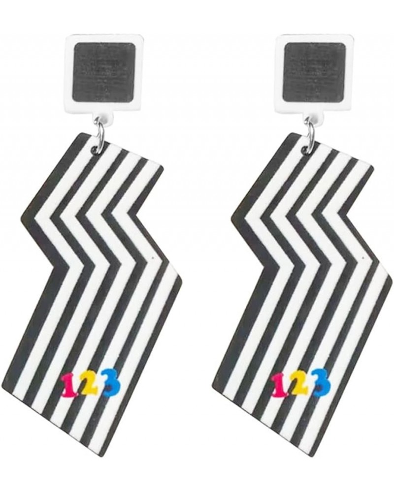 Checkered Earrings for Women Girls Trendy Long Acrylic Lightweight Black White Striped Checkered Geometric Heart Star Square ...