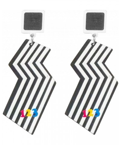 Checkered Earrings for Women Girls Trendy Long Acrylic Lightweight Black White Striped Checkered Geometric Heart Star Square ...