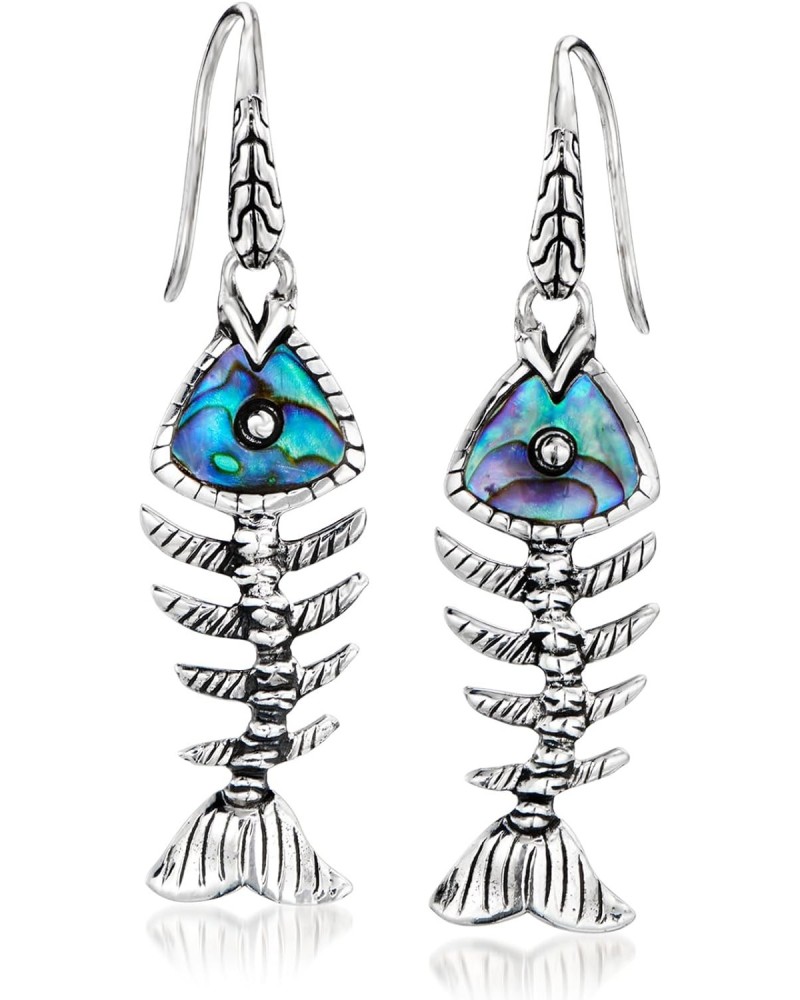 Abalone Shell Bali-Style Fish Bone Drop Earrings in Sterling Silver $37.31 Earrings