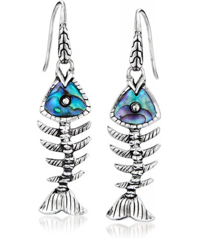 Abalone Shell Bali-Style Fish Bone Drop Earrings in Sterling Silver $37.31 Earrings