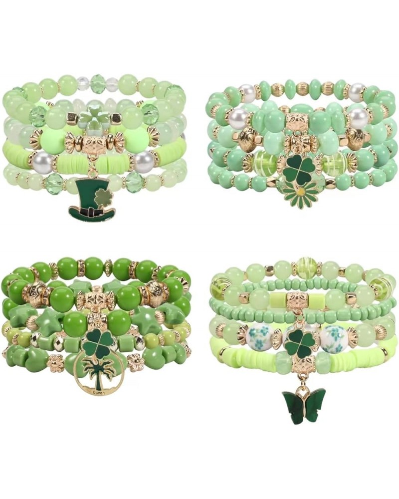 St.Patrick's Day Bracelets for Women Girls Valentine's Day Charm Bracelet Beaded Stretch Bracelet Festive Costume Party Acces...