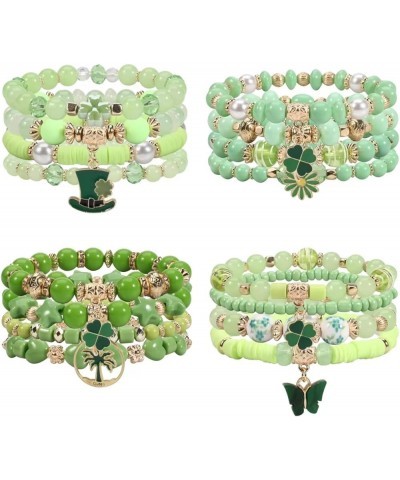 St.Patrick's Day Bracelets for Women Girls Valentine's Day Charm Bracelet Beaded Stretch Bracelet Festive Costume Party Acces...