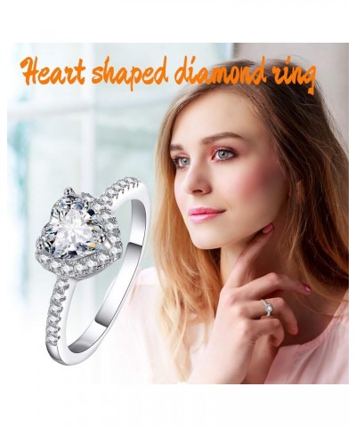 Women's Heart Shape Engagement Ring Solitaire Inlaid Zircon Bridal Wedding Band Anniversary Wedding Bands (Pink, 6) a-A 9 $5....