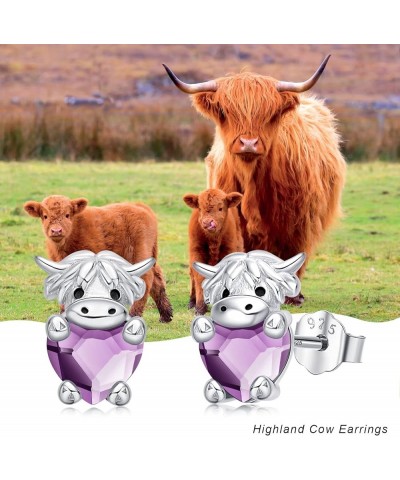 Highland Cow Earrings 925 Sterling Silver Birthstone Earrings Cute Animal Cow Stud Earrings Jewelry Birthday Gifts for Women ...