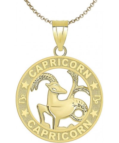 10K Yellow Gold Zodiac Sun Sign Symbol Pendant With Chain 18.0 Inches Capricorn $90.29 Necklaces