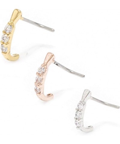 Nose Crawler Nose Ring L Shape Bend Screw 20G Anodized 3 Gems Gold I.P $7.97 Body Jewelry