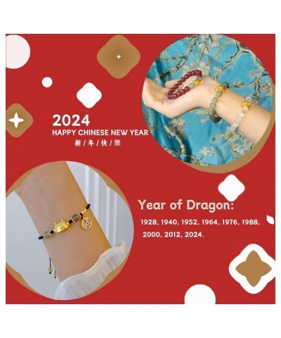 Chinese New Year of 2024 Dragon Red String Handwoven Adjustable Chinese Zodiac Bracelet Rabbits Charms Braided Bracelets Luck...