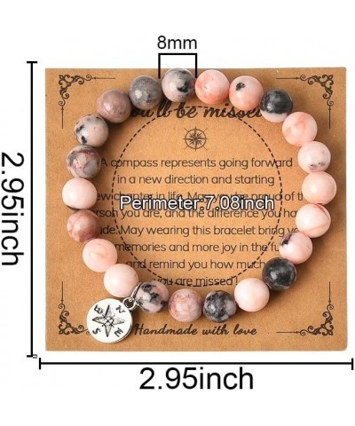 Natural Stone Bracelet for Women Girls Farewell Retirement Gifts for Coworkers Colleagues Compass Bracelets for Best Friend P...