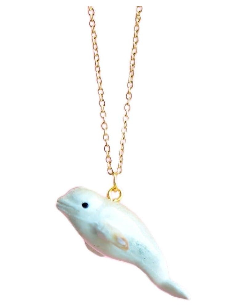 The Beluga Whale Necklace • Hand-painted Porcelain • Artisan Design • Timeless Collectible Jewelry • Satisfaction Guarantee $...