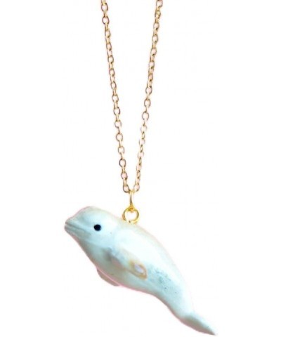 The Beluga Whale Necklace • Hand-painted Porcelain • Artisan Design • Timeless Collectible Jewelry • Satisfaction Guarantee $...