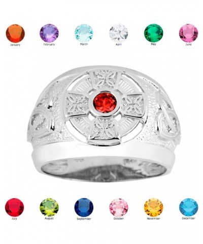 Solid 925 Sterling Silver Eternal Trinity Knot Band January Birthstone CZ Celtic Cross Ring $32.89 Rings