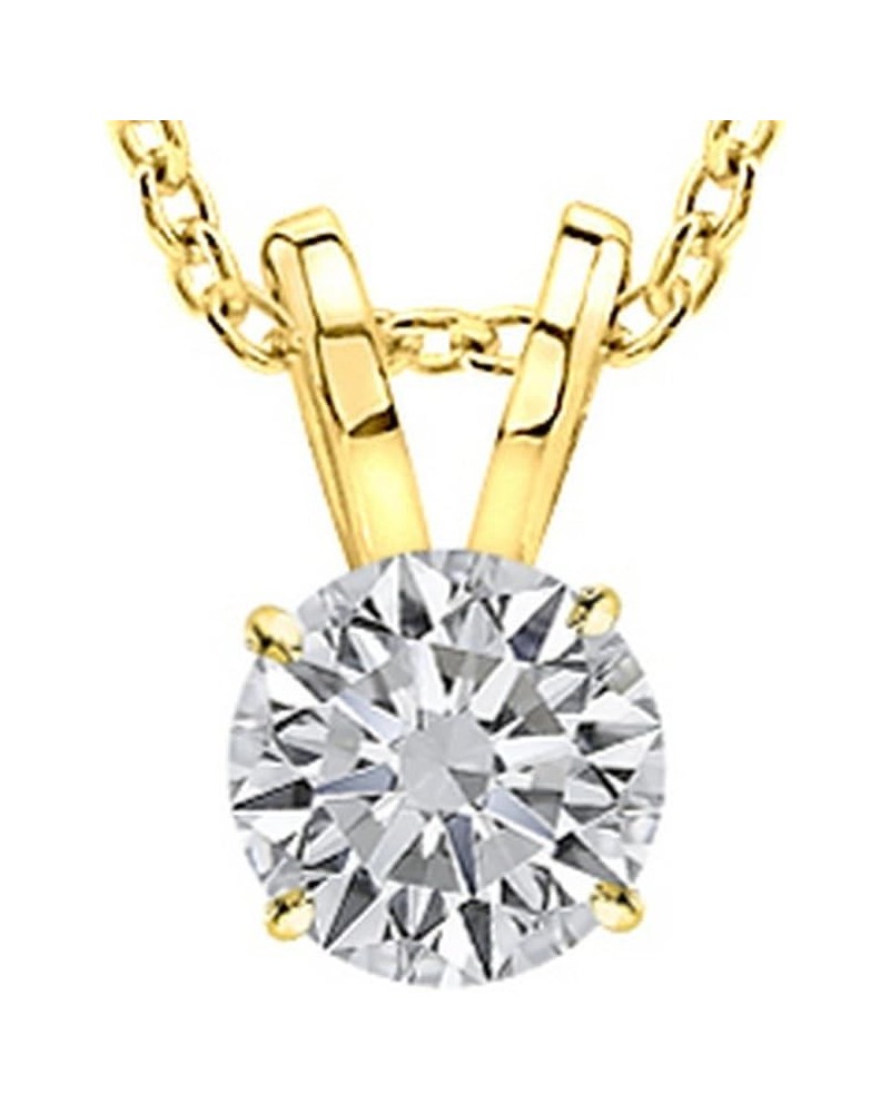 3/8-3 Carat IGI Certified LAB-GROWN Round Cut 4 Prong Diamond Pendant Necklace + 16" 14K Gold Chain Ultra Premium Collection ...