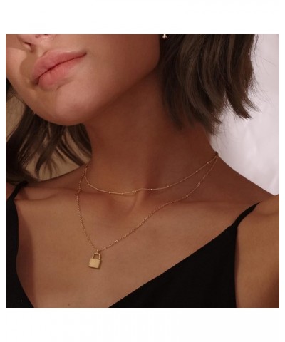 Layered Heart Necklace Pendant Handmade 18k Gold Plated Dainty Gold Choker Arrow Bar Layering Long Necklace for Women layer l...