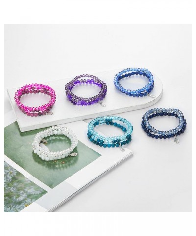 4 Pcs Boho Stackable Bracelets for Women Stretch Multilayered Crystal Bracelet Beaded Butterfly Bracelets Adjustable Bracelet...