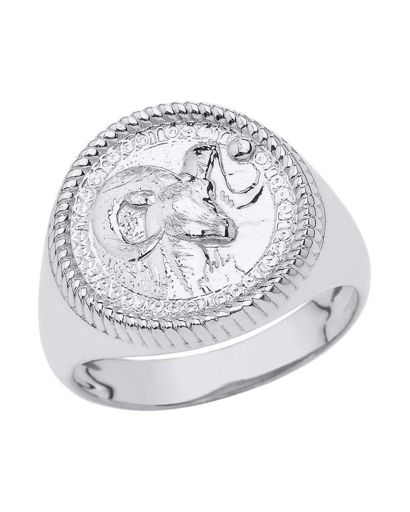 Solid Sterling Aries Astrological Zodiac Unisex Statement Ring $28.80 Rings