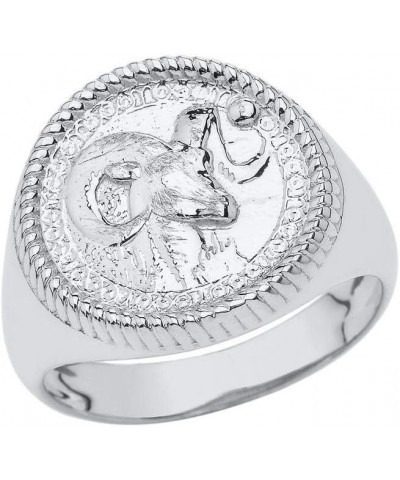 Solid Sterling Aries Astrological Zodiac Unisex Statement Ring $28.80 Rings