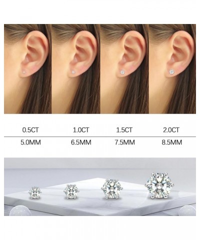 S925 Sterling Silver Moissanite Earrings for Women 0.5-2ct D Color VVS1 FL Clarity Excellent Round Cut Lab Grown Diamond Gold...