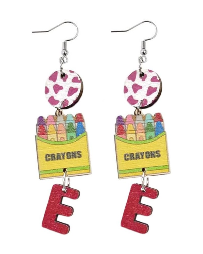 Cute Crayon Earrings Pencil Drop Dangle Earrings Funny Wooden Teacher's Errings for Women Girls Teacher Student Graduation Ba...