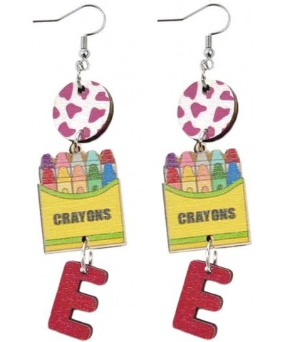 Cute Crayon Earrings Pencil Drop Dangle Earrings Funny Wooden Teacher's Errings for Women Girls Teacher Student Graduation Ba...