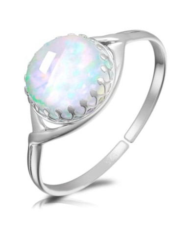 Silver Opal Ring – Adjustable 925 Silver 8mm Opal Statement Ring - Jewelry Rings For Women Cute Gift Eye of the Opal $12.87 R...