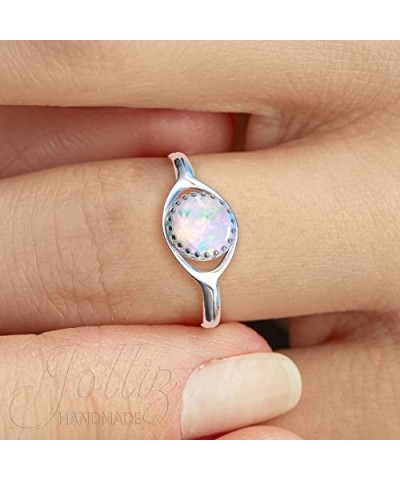 Silver Opal Ring – Adjustable 925 Silver 8mm Opal Statement Ring - Jewelry Rings For Women Cute Gift Eye of the Opal $12.87 R...