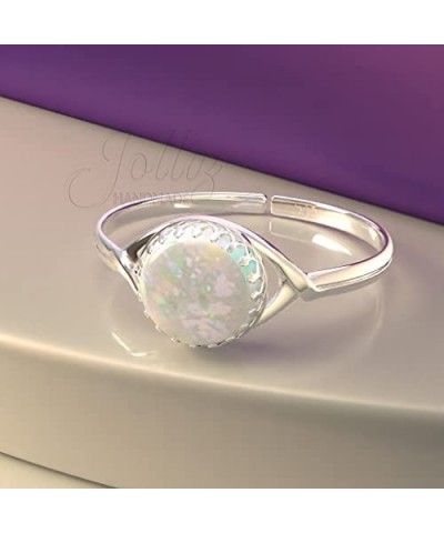 Silver Opal Ring – Adjustable 925 Silver 8mm Opal Statement Ring - Jewelry Rings For Women Cute Gift Eye of the Opal $12.87 R...