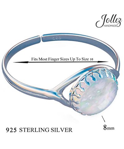 Silver Opal Ring – Adjustable 925 Silver 8mm Opal Statement Ring - Jewelry Rings For Women Cute Gift Eye of the Opal $12.87 R...