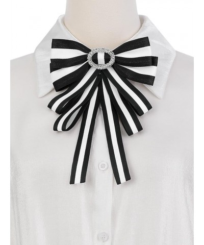 Women's Large Striped Bow Brooch Rhinestone Brooch Bows Ties One Size Black-White $12.17 Brooches & Pins